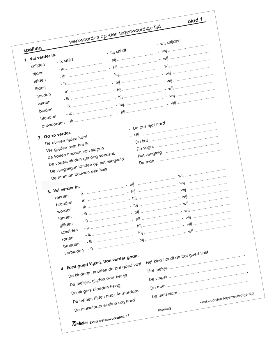 Taal 5 Spelling Werkwoorden Op Den Tegenwoordige Tijd Educatieve